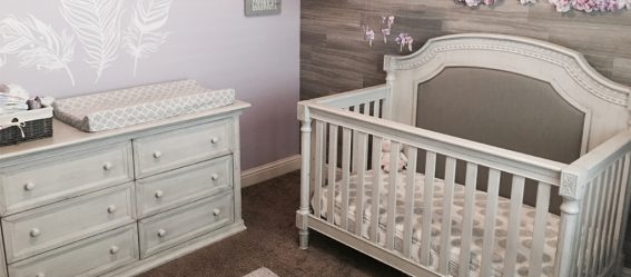 Baby Mia’s walk in a field of flowers and feathers