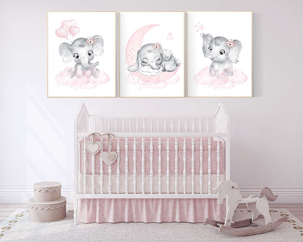 Pink and Gray Elephant Nursery