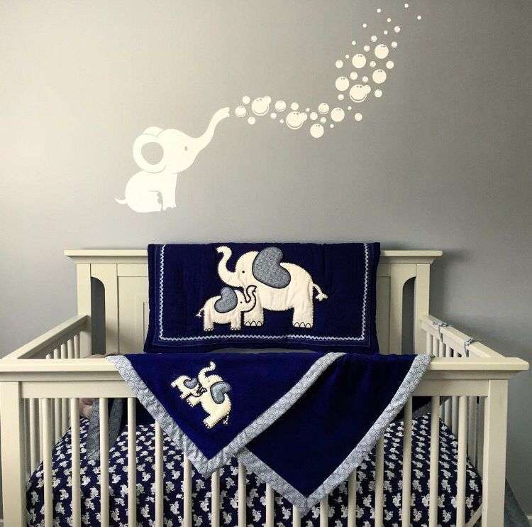 Navy Blue and Grey Elephant Nursery