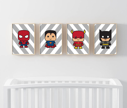 Superhero Inspired Nursery with collage
